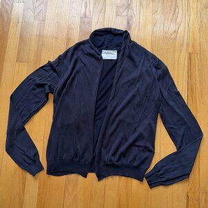 Lars Andersson Minimalist Cardigan Sweater Unisex M Navy Blue Silk Cotton Open